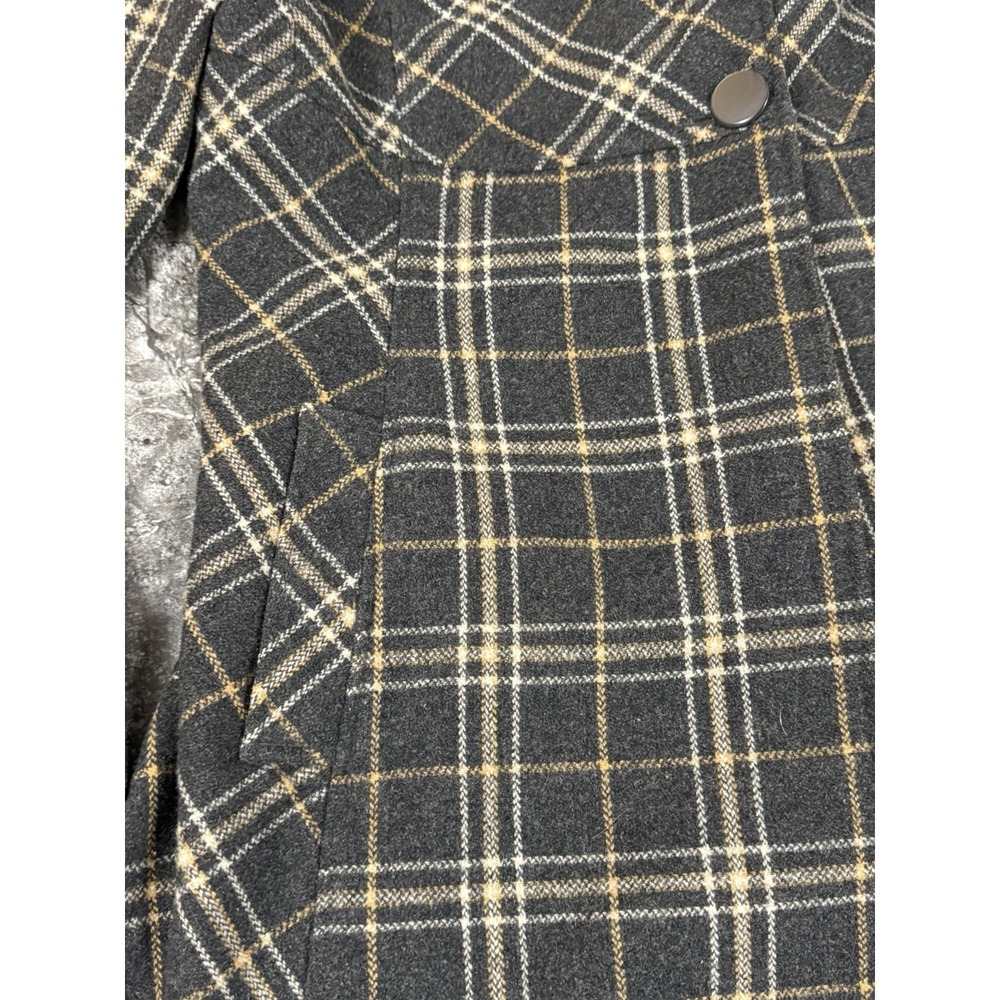 Via Womens Double Breasted Wool Blend Swing Coat Fully Lined Gray/Camel Sz 10 - Picture 4 of 13